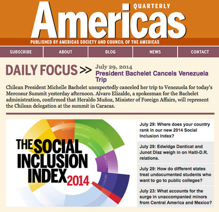 Americas Quarterly Spring Launch & 2014 Social Inclusion Index