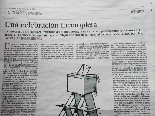 “Why we can not fully celebrate”, a Club de Madrid Op-Ed about the quality of Democracy