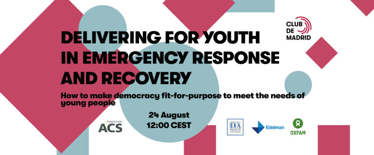 Live Session: Delivering for youth in emergency response and recovery-How to make democracy fit-for-purpose to meet the needs of young people?