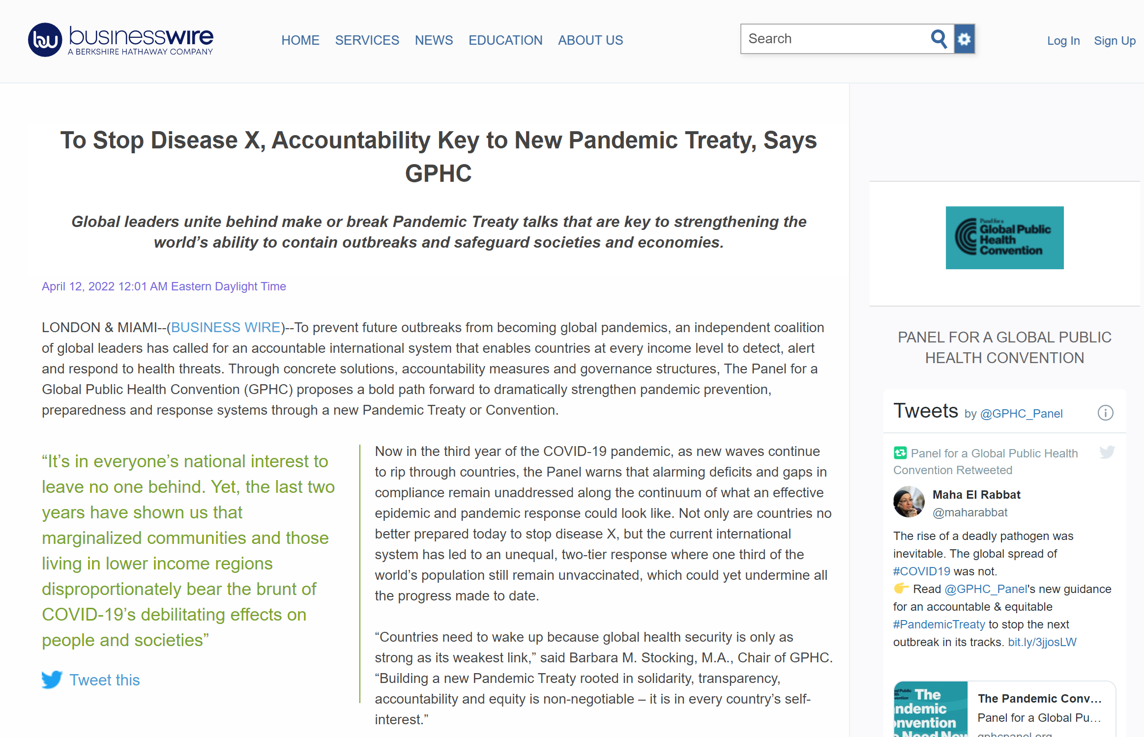 To Stop Disease X, Accountability Key to New Pandemic Treaty, Says GPHC