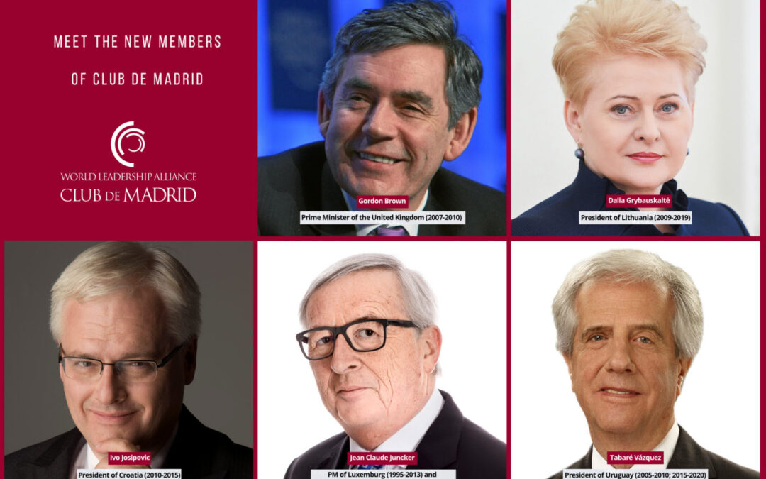 Gordon Brown, Dalia Grybauskaite, Ivo Josipovic, Jean Claude Juncker and Tabaré Vázquez become Members of Club de Madrid